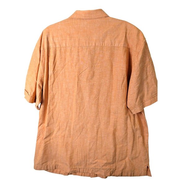 Cubavera Men Size XL Solid Orange Cotton & Linen Short Sleeve Casual Cuban Shirt - Picture 16 of 16